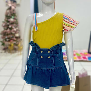 MUSTARD & STRIPES GIRL TOP