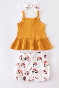 MUSTARD RAINBOW GIRL SET