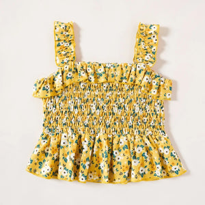 YELLOW FLORAL GIRL TOP