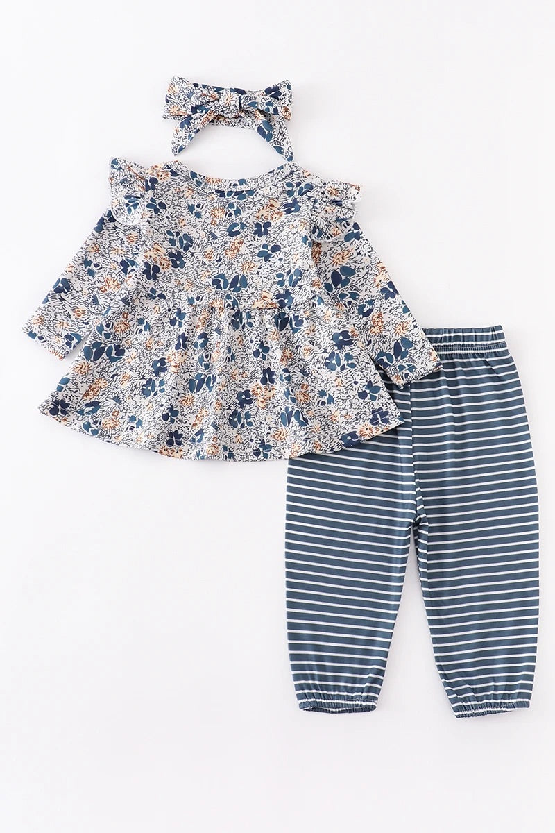 BLUE FLORAL BABY SET