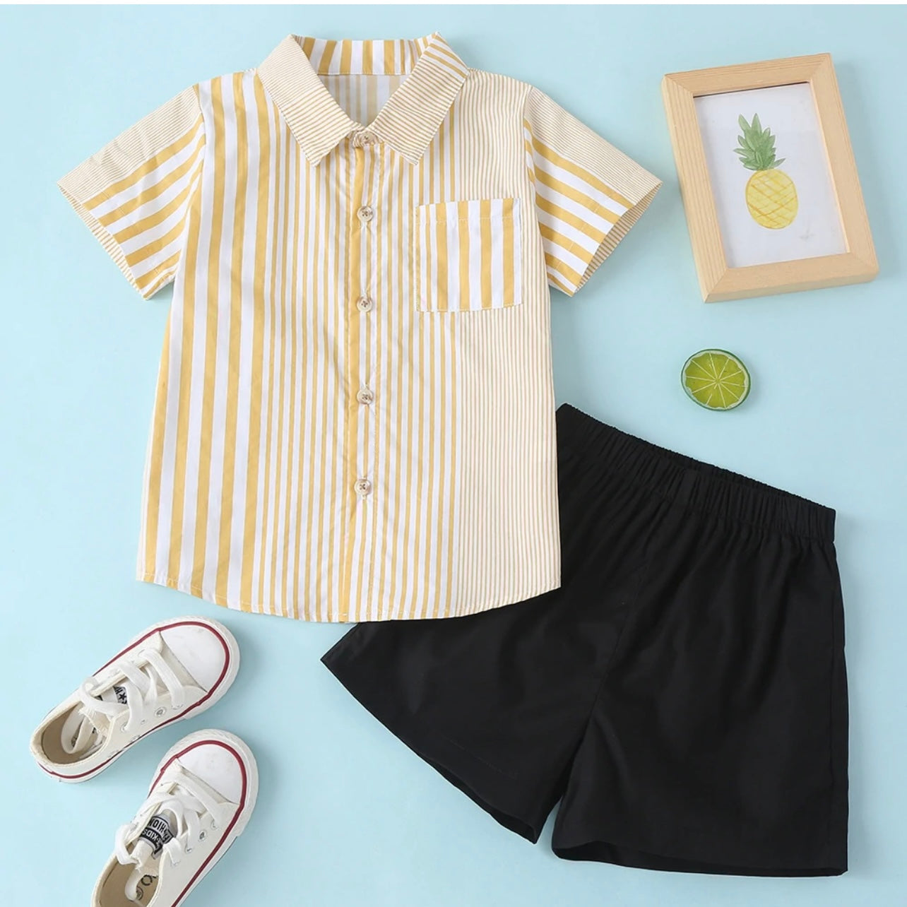 YELLOW STRIPES BOY SET