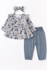 BLUE FLORAL BABY SET