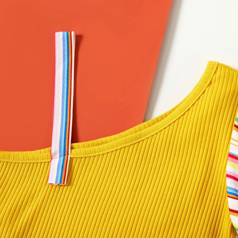 MUSTARD & STRIPES GIRL TOP