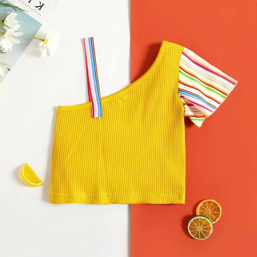 MUSTARD & STRIPES GIRL TOP